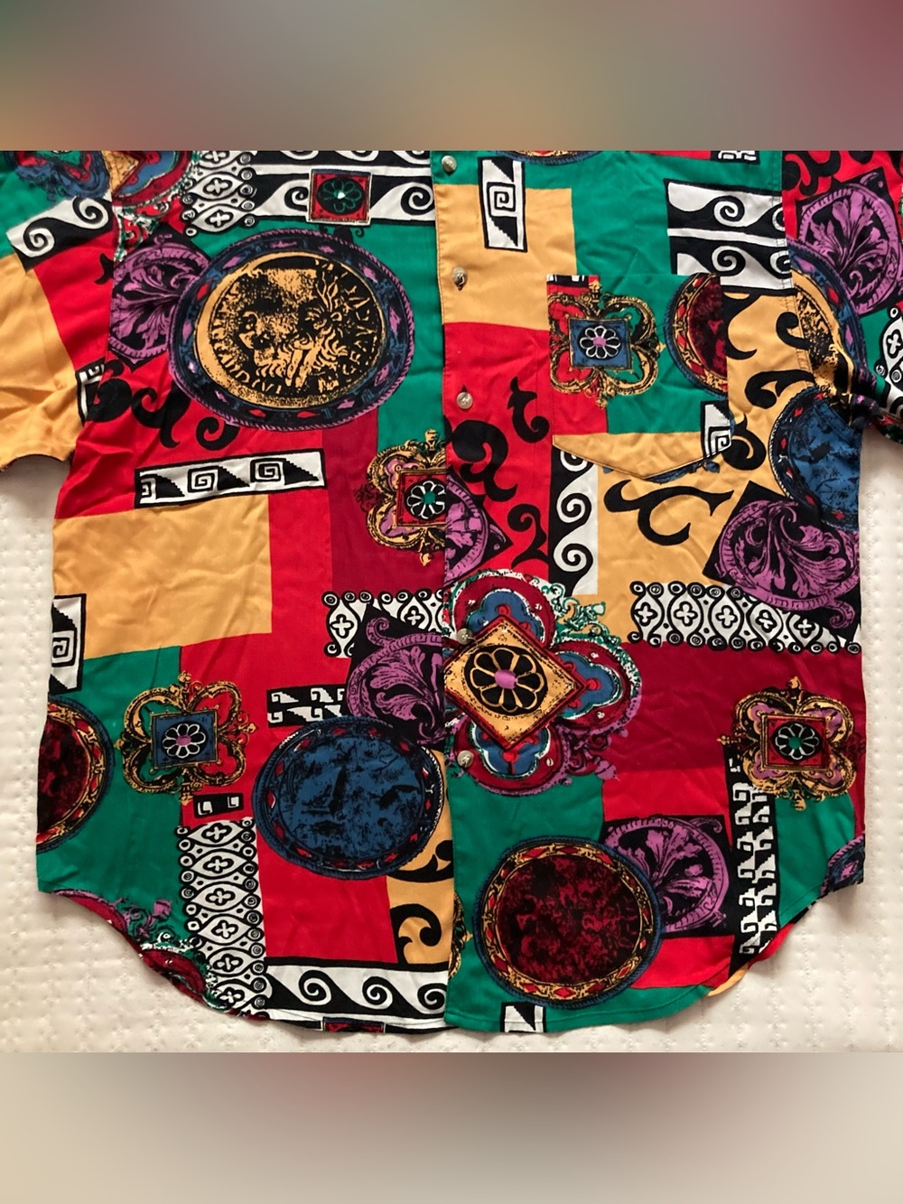 Vintage Unionbay Short Sleeve Hawaiian Button Up Shirt Men’s Large Abstract - Picture 3 of 11